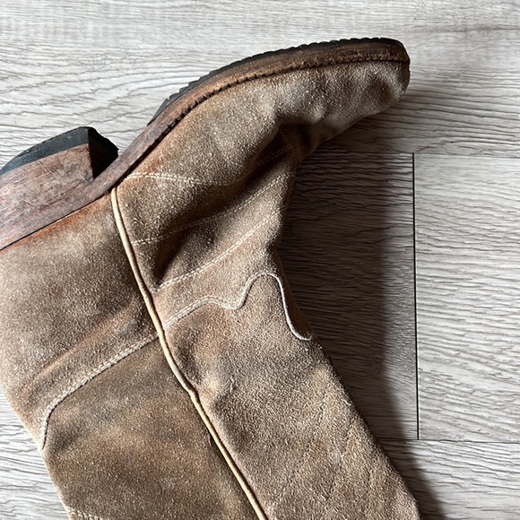 VINTAGE COWBOY BOOTS 80s buckskin leather interior vibram soles COWGIRL WESTERN - Picture 8 of 16